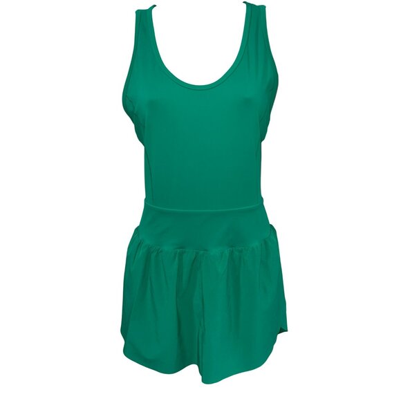 Athleta Runsie Green Athletic Skort Romper With Cross Back Design For Women - M - Picture 7 of 10